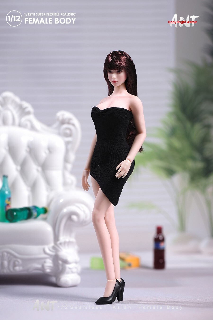 US ANT 1:12 Pale Large Breast Plump Hip Seamless Female Action Figure Body Doll