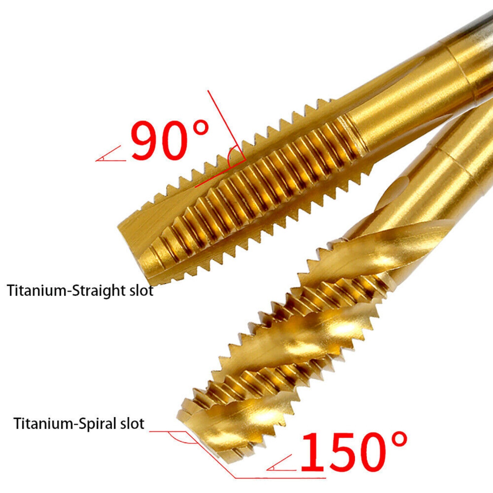 Spiral Flute Point HSS Machine Thread Taps Set TiN Coated / HSS-Co Cobalt M2-M12