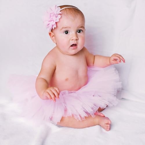 Newborn Baby Tutu Skirt and Flower Headband for Photography Prop Outfits 0-4