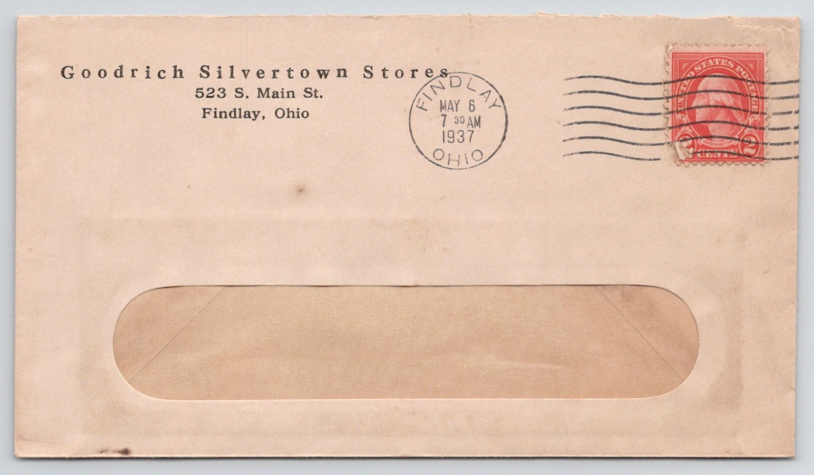 1937 Goodrich Silvertown Stores Findlay OH Billhead & Postal Cover