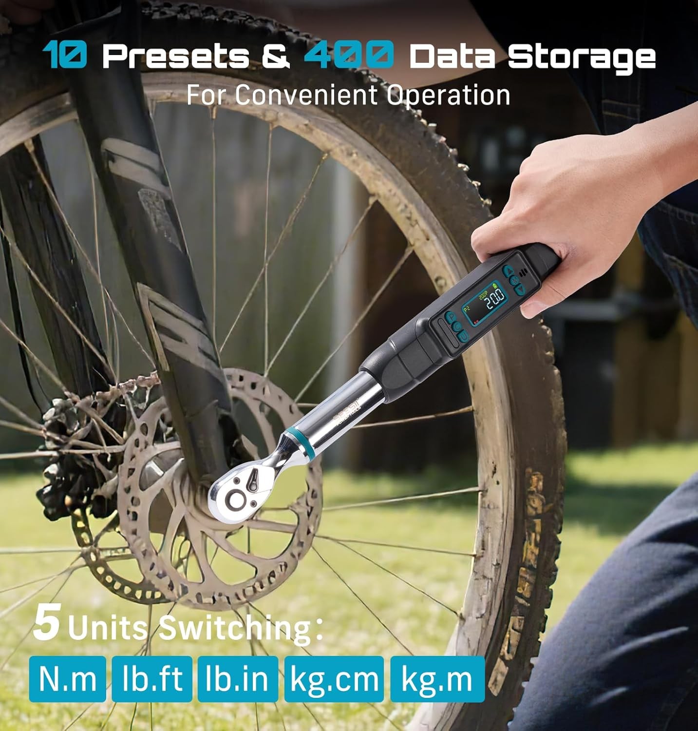 Seesii Digital Torque Wrench 3/8" 0–220 N·m/0–162 ft-lbs Ratchet Electric Torque