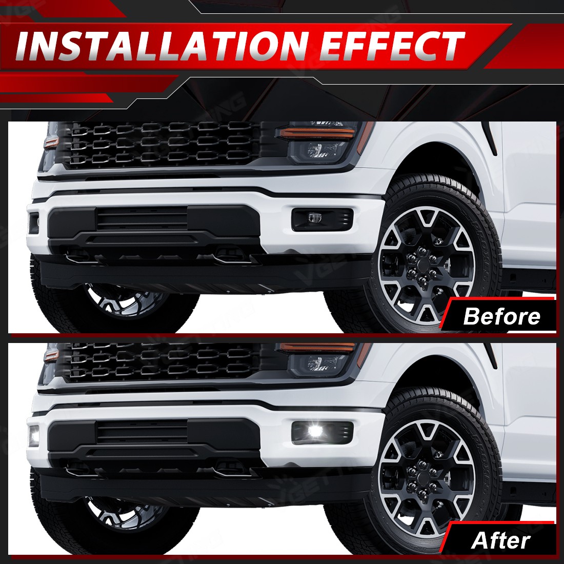 LED Front Fog Light Kits For 2024-2025 Ford F-150 F150 STX XL XLT Left & Right
