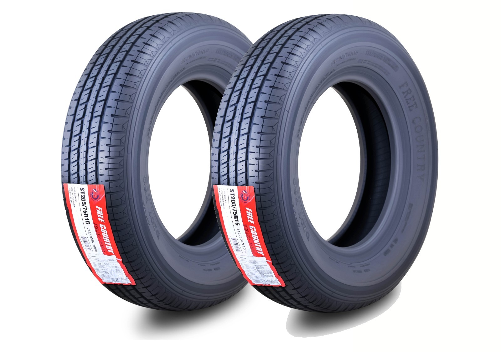 2PC ST205/75R15 Trailer Tires FREE COUNTRY 10PR Radial Heavy Duty 205 75 15 LRE