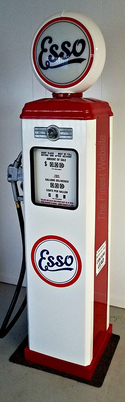 NEW REPLICA ESSO GAS PUMP - ANTIQUE OIL REPRODUCTION (WHITE & RED) - FREE SHIP*