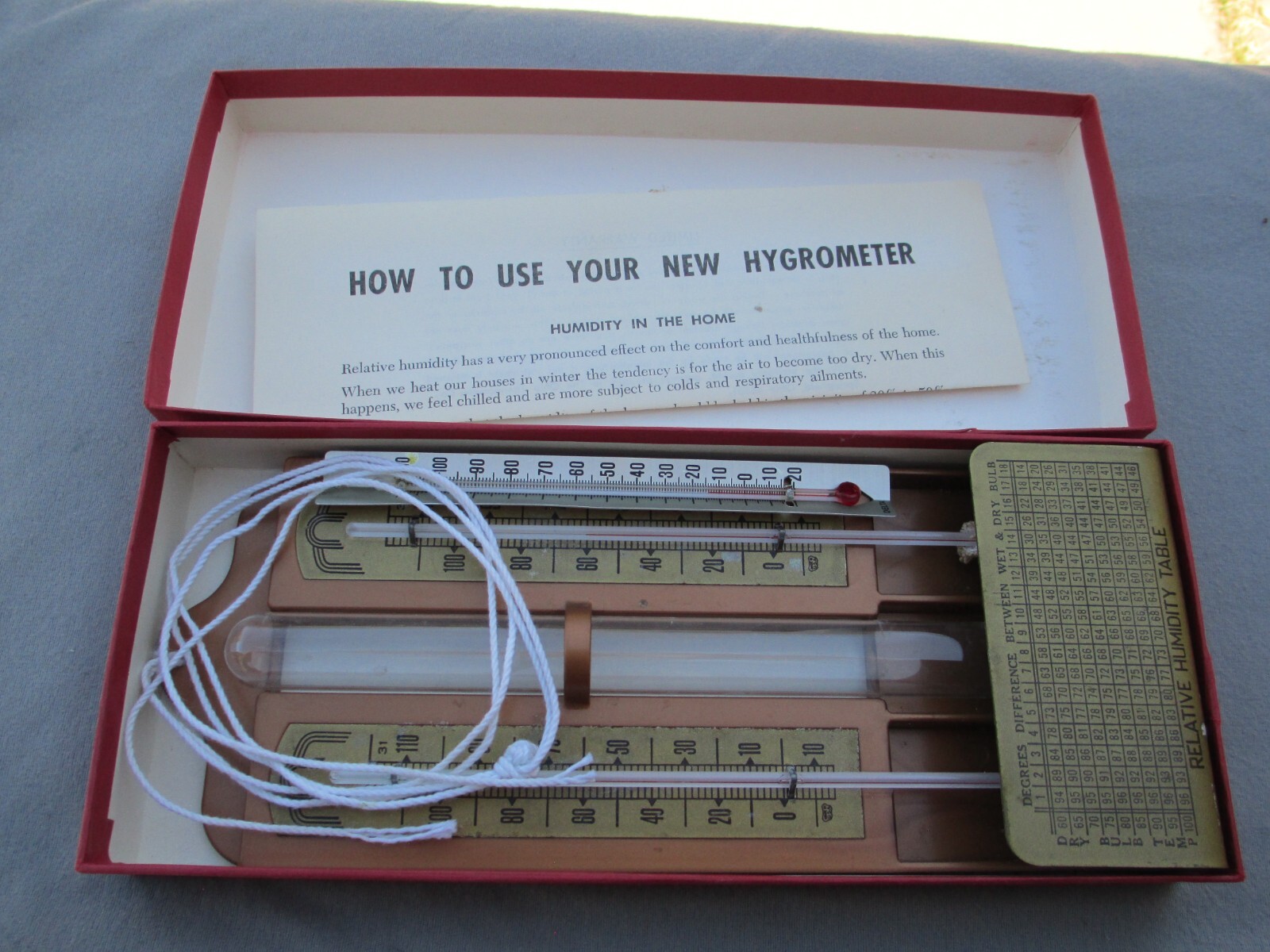 VTG HYGROMETER FOR HUMIDITY IN THE HOME GREAT COND EARLY 1960S APPEARS UNUSED