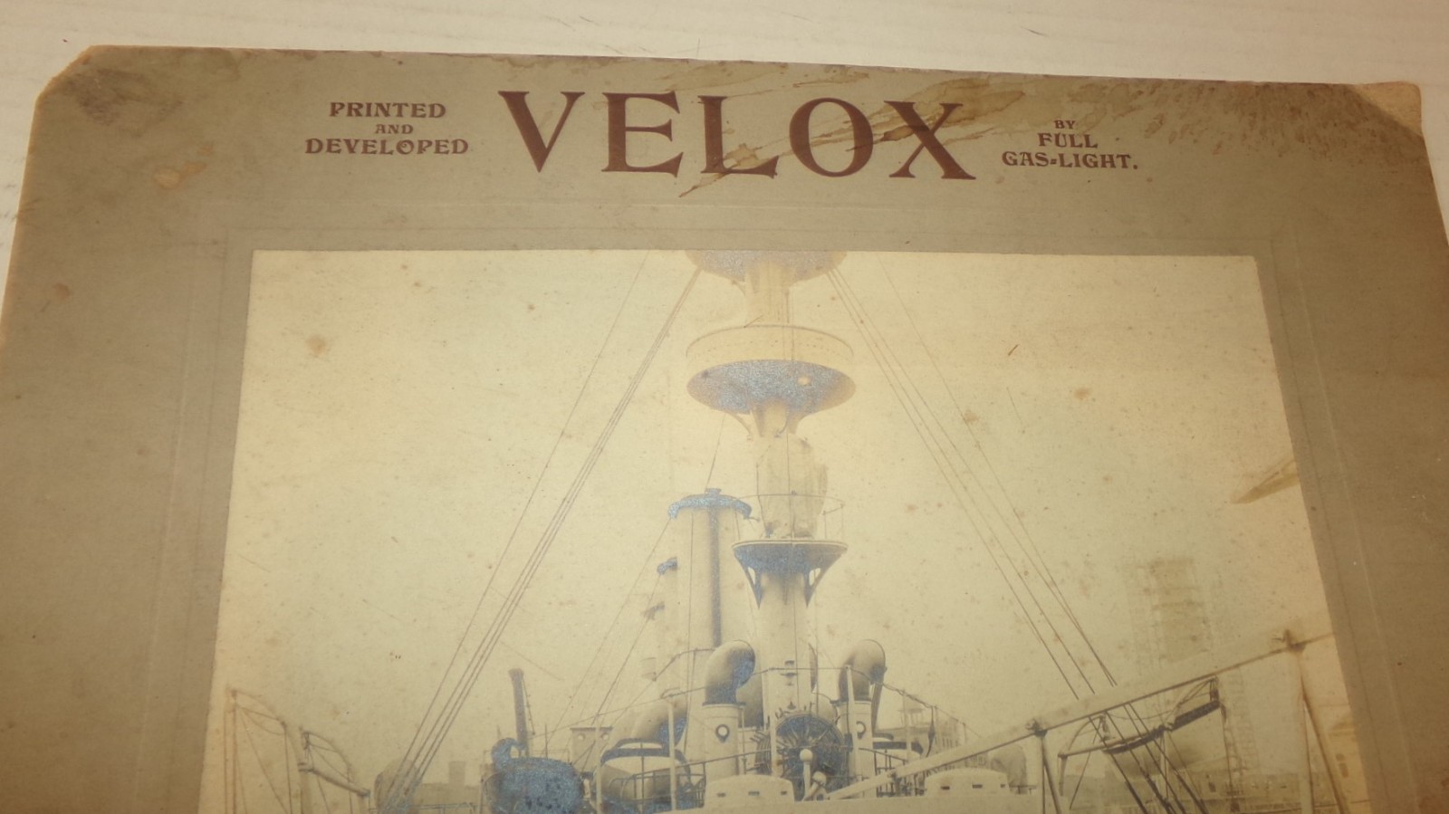 Militaria Battleship Spanish-Amer War 1898 Cabinet Card Photo Velox Chemical Co