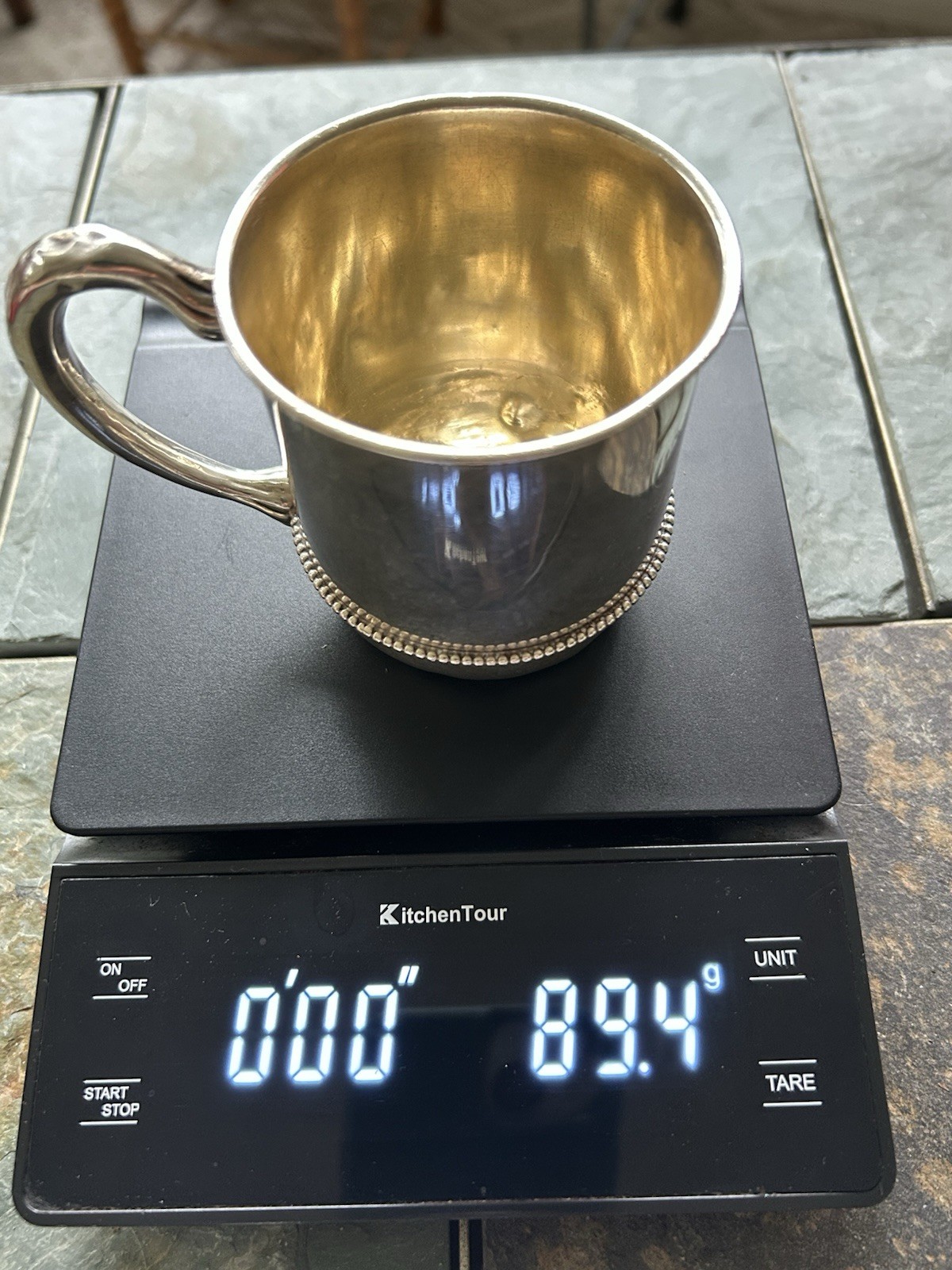 Antique STERLING Silver Baby Cup Heavy Engr. C.A.F.,Jr. May 15, 1910 89.4 Grams