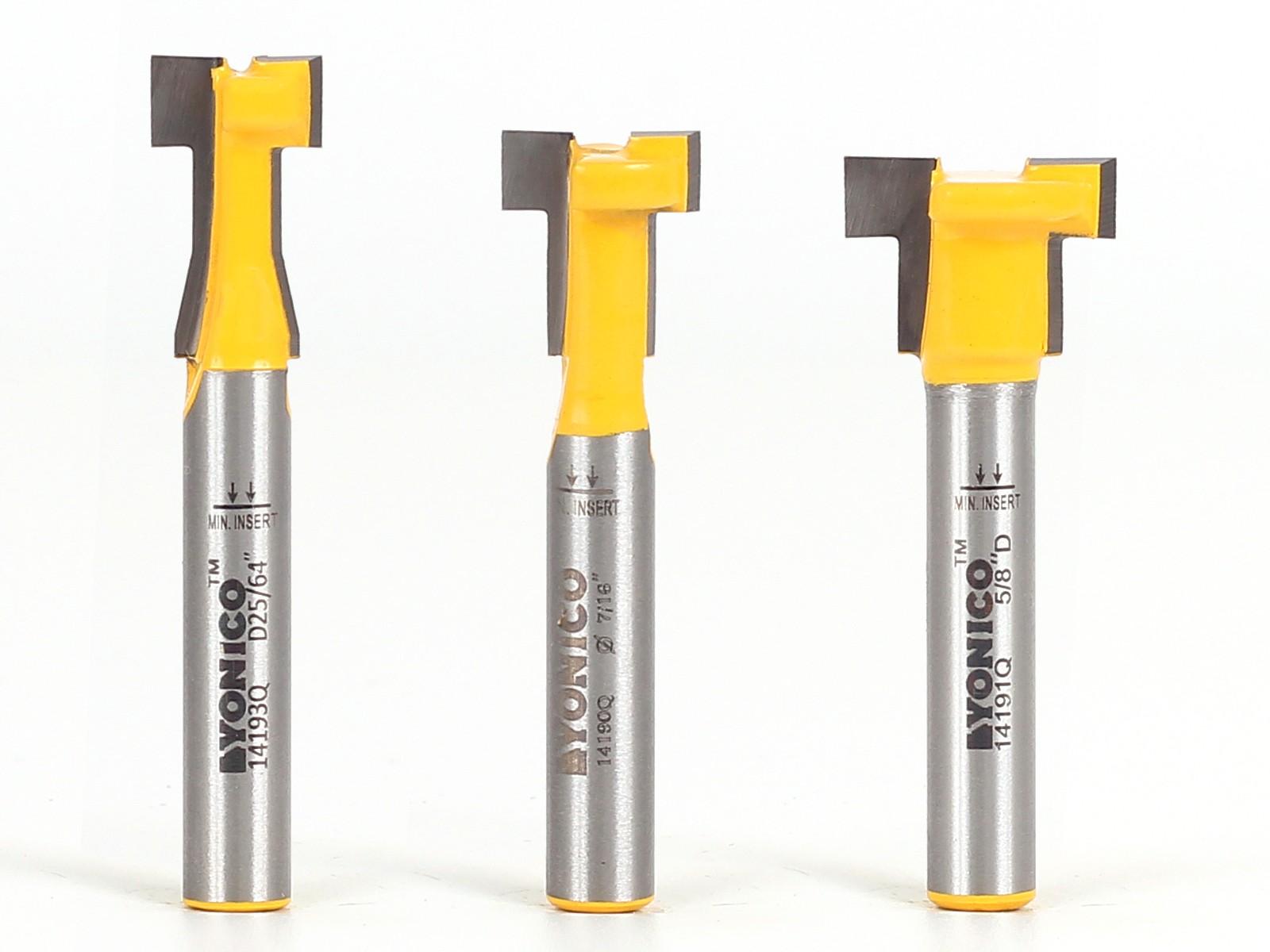 T Slot Router Bit 3 Bit Set - 1/4" Shank - Yonico 14392q
