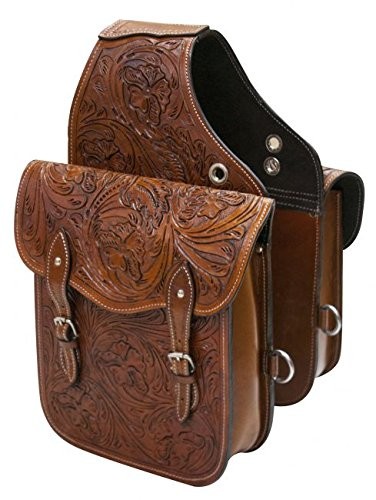 Showman Medium Oil Floral Tooled Leather Saddle Bag