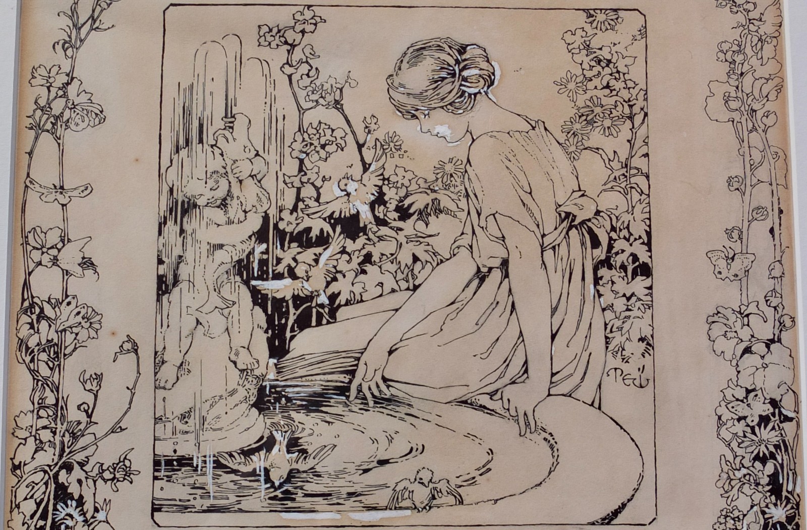 Margaret Ely Webb Original Drawing For Elise Margaret Storke Bookplate In Frame