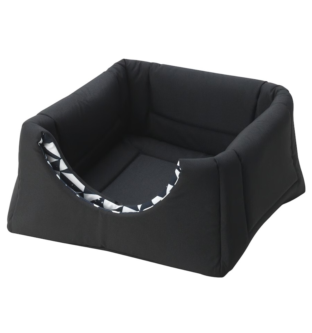 Ikea LURVIG Cat Dog Bed House Black 15x15x14.5 3-Way Design Hideaway OR Open Bed