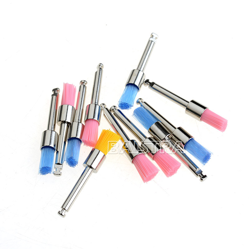 100Pc/P Mixed Color Nylon Latch Flat Polishing Polisher Prophy Bowl Dental Brush