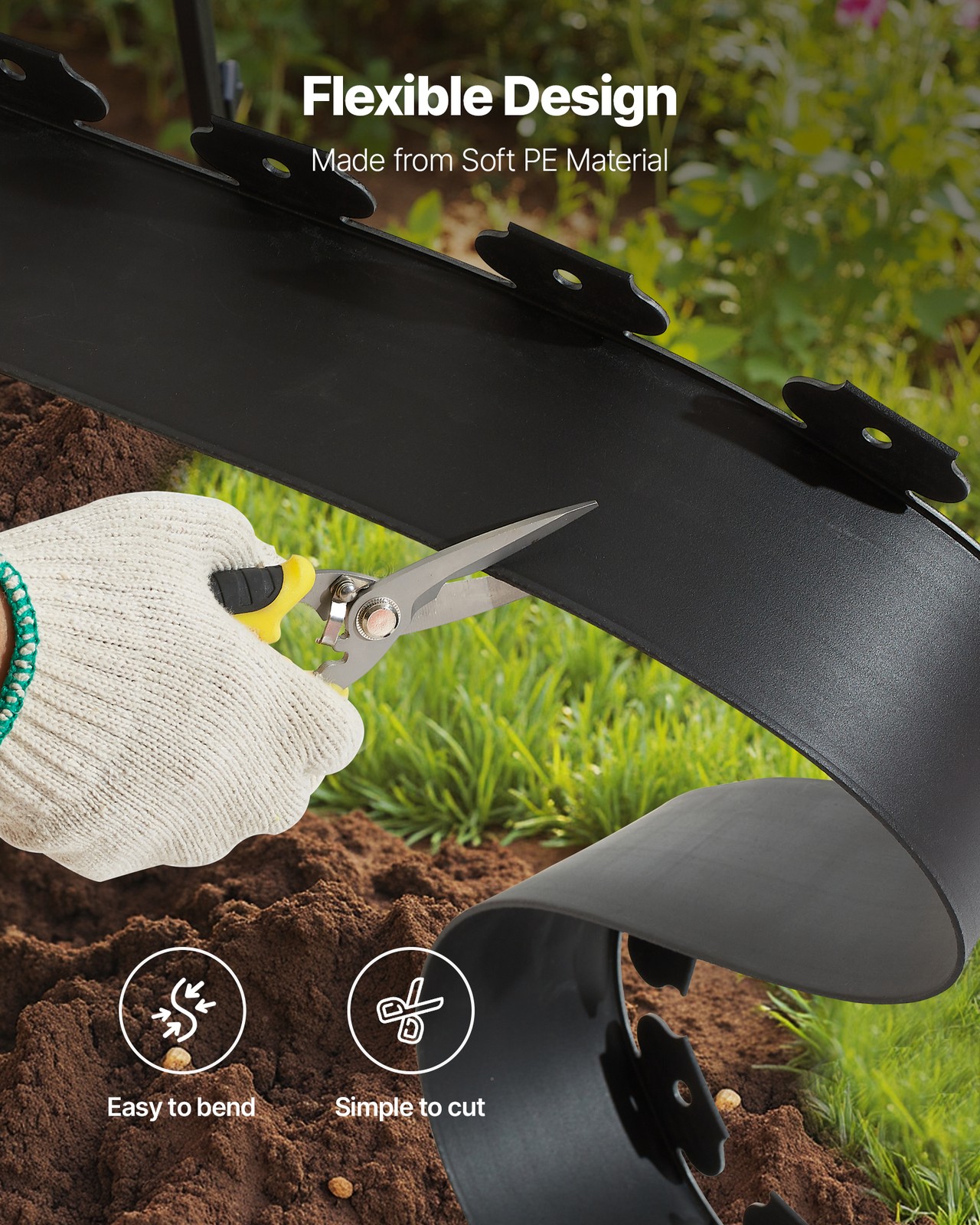 Uimoso 66ft x 4in L-Shaped Durable Plastic Garden Edging Border, No Dig Required