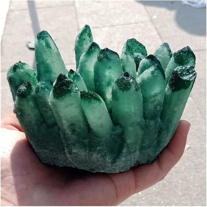 2025Rare Large Raw Green Ghost Crystal Cluster Natural Rough Geode Reiki Quartz