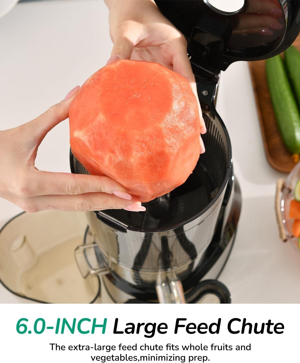 Canoly C09 Cold Press Juicer, 6" Extra Wide Feed Chute, 3-IN-1 Strainers (Juice