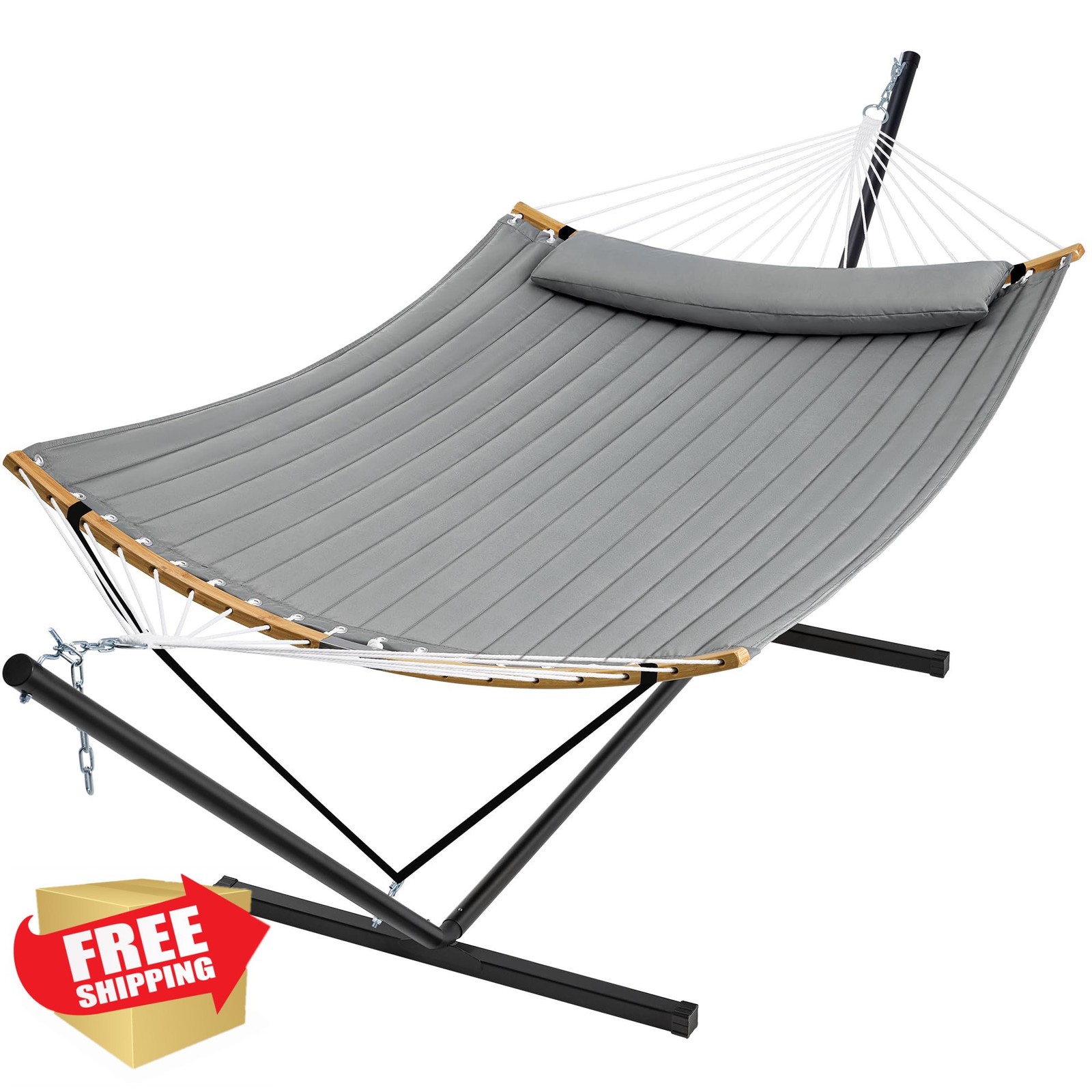 SUPERJARE Hammock Stand 2 Person Gray Heavy Duty Portable Bag