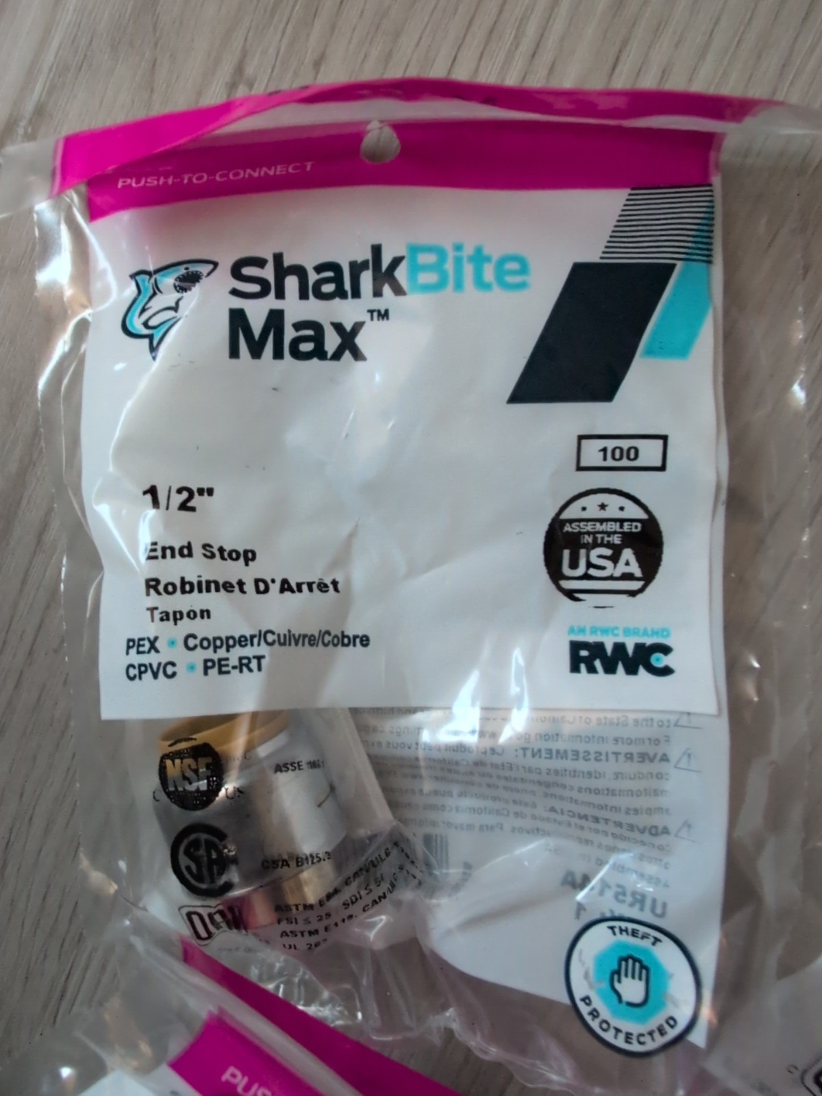 (4) pack SharkBite Max 1/2" Push-to-Connect Brass End Stop Fitting Pro UR514J4