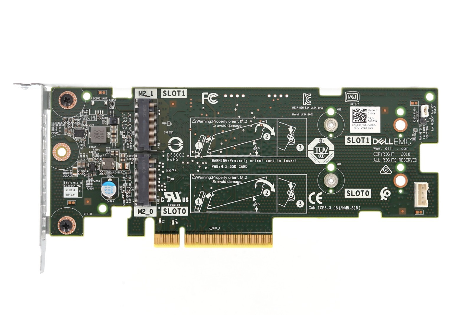 Dell PowerEdge M.2 X2 PCIe x8 SSD Storage Adapter Card Dell P/N: 061F54 Tested