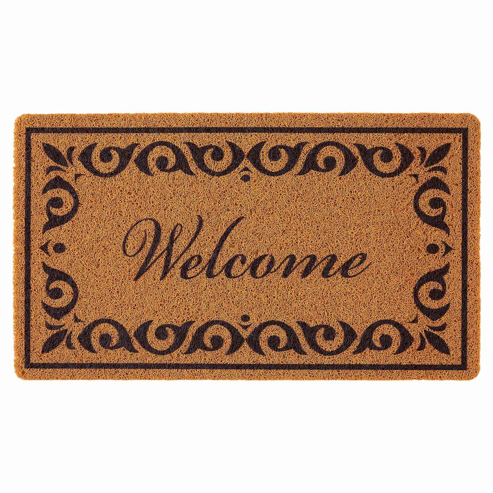 Uimoso Faux Coir Welcome Mat with Non-Slip Backing for Outdoor Entryways
