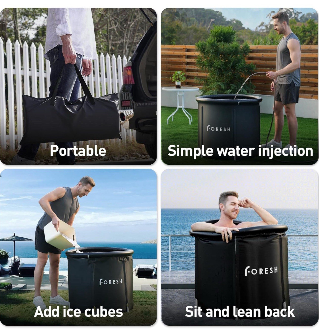 Foresh Large Ice Bath Cold Plunge Tub Premium Portable Recovery Tub