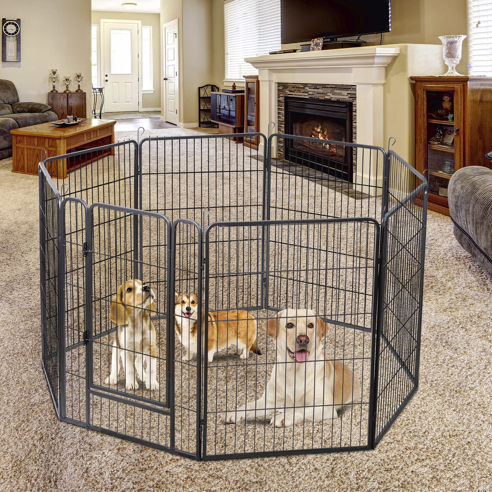 40" 8 Panel Heavy Duty Metal Pet Dog Playpen Kennel Exercise Fence Cage Black
