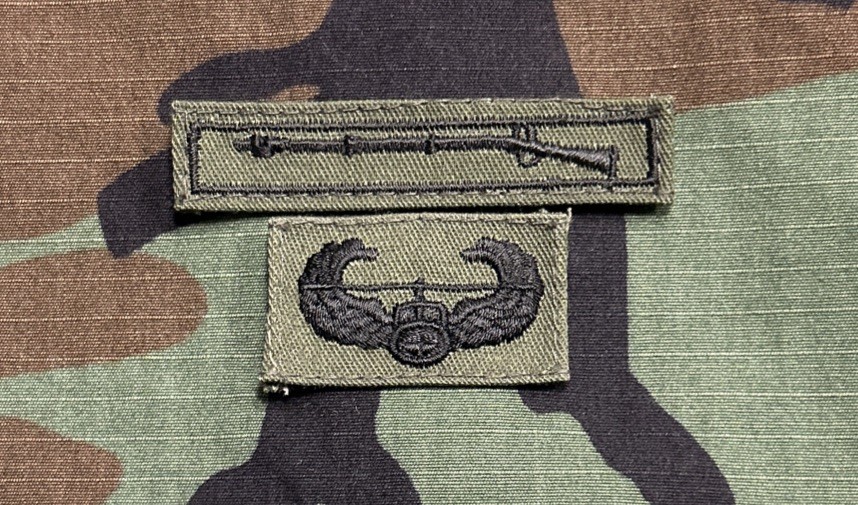 US Army EIB/Air Assault Badges Set BDU Sew-On OD Green Expert Infantryman