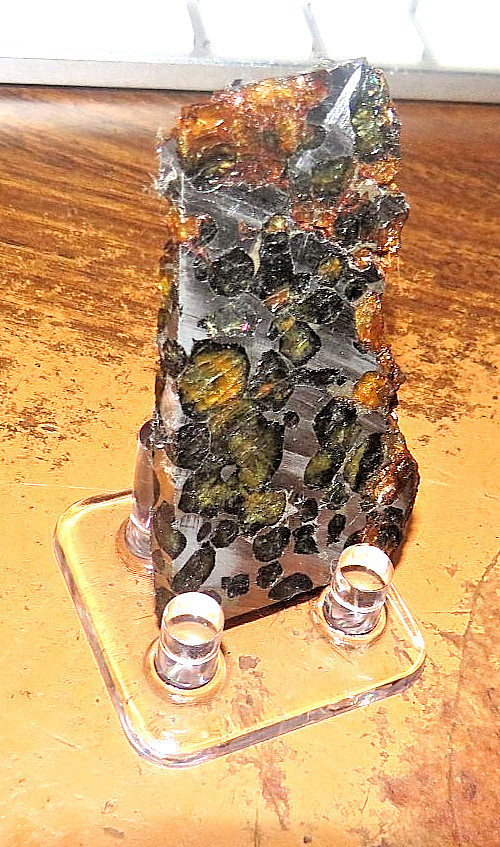 30 gm SERICHO pallasite Meteorite slice translucent from Kenya std olivine JAL