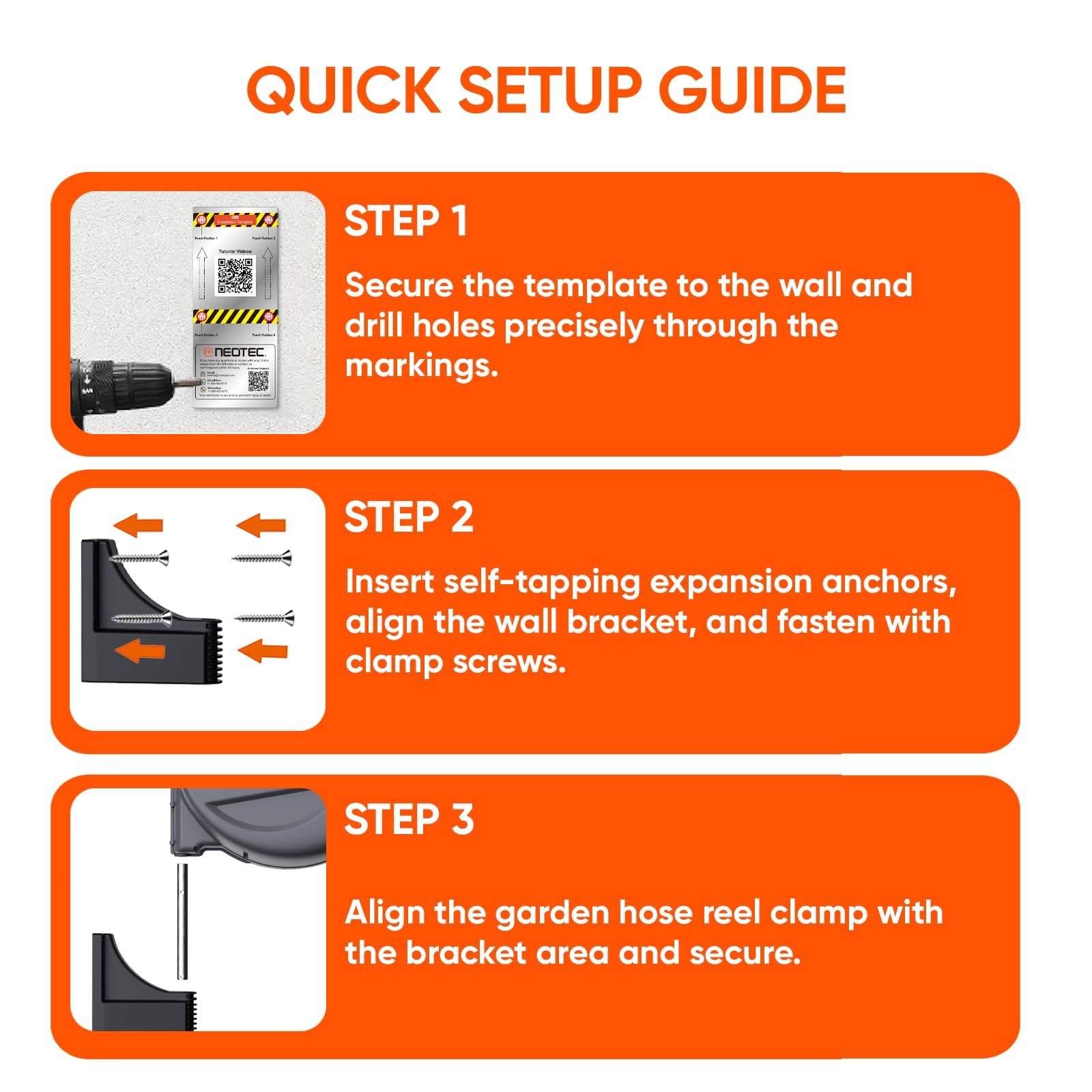 NEOTEC 1/2-Inch x 85ft Retractable Wall Mounted Garden Hose Reel