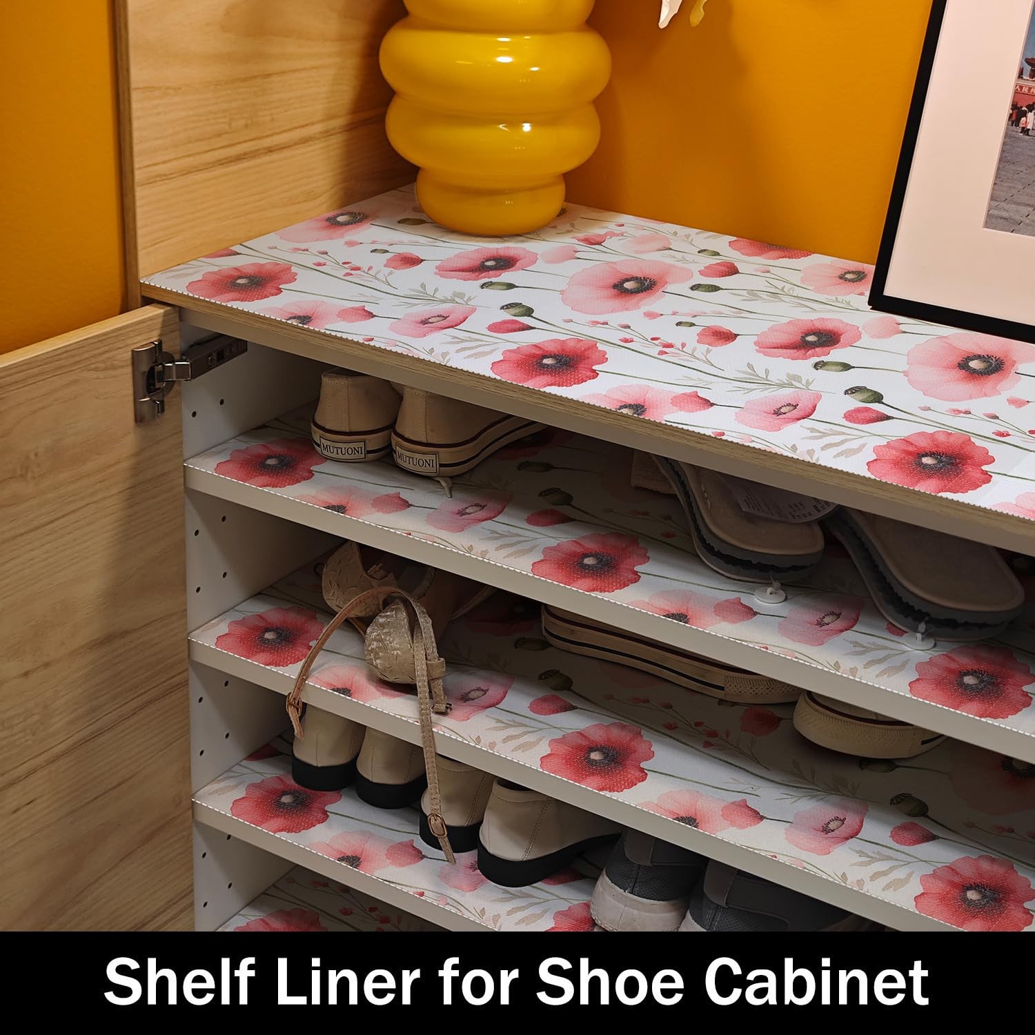 Floral Shelf Liners Strong Non-Slip and Non Adhesive Shelf and Drawer Liners ...