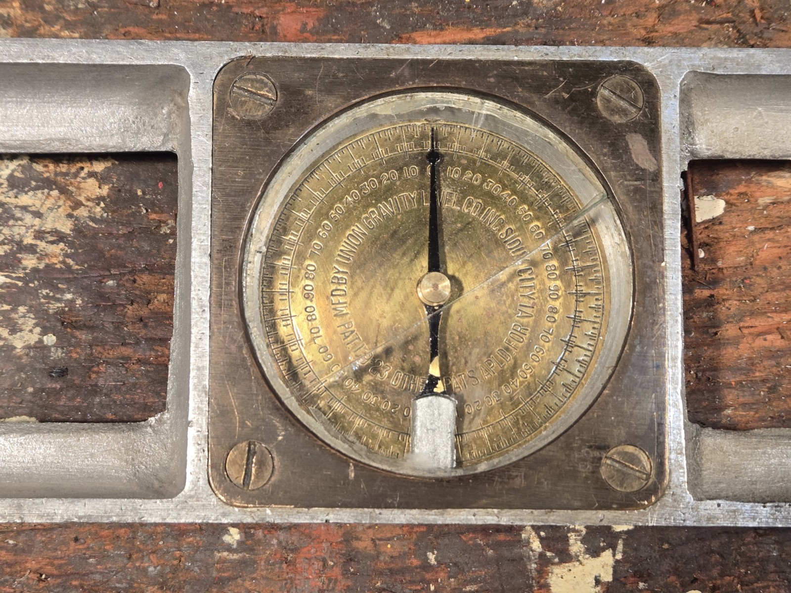 Antique 28" Union Gravity Level Co Inclinometer Patent 1923, Sioux City, Iowa
