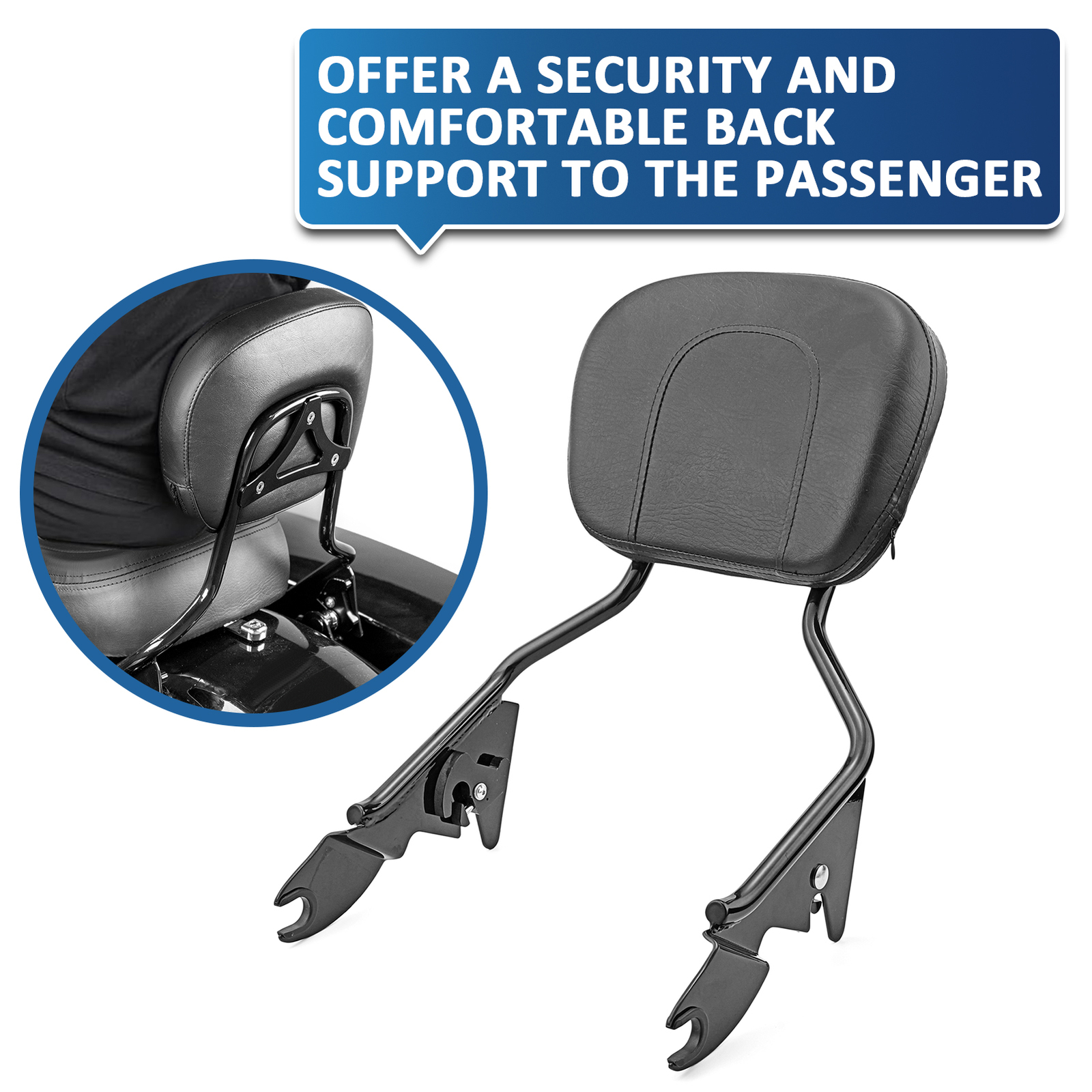 Black Backrest Sissy Bar & Stealth Rack For 09-23 Harley Road Glide Street Glide