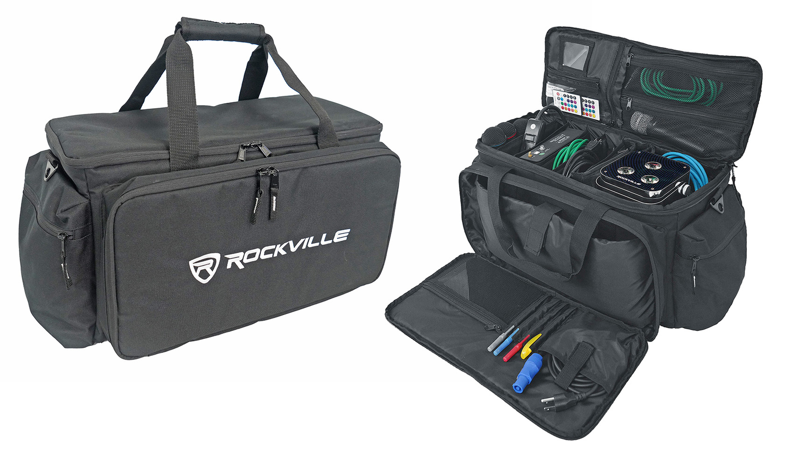Rockville UT-BAG10 Padded DJ Cable/Utility Bag w/removable Dividers+YKK Zippers