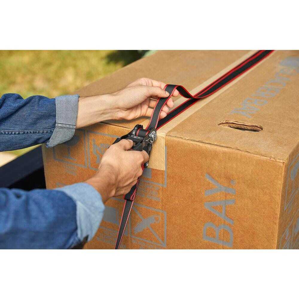 HUSKY RATCHET TIE-DOWN STRAPS 4-PACK 1 in. x 12 ft. Quick Release Hook 1500 lbs.