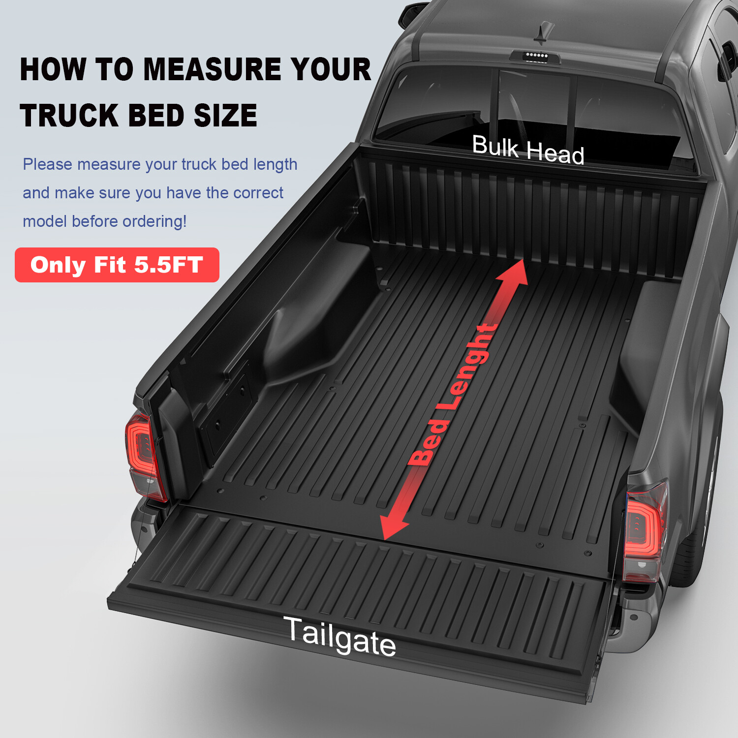 5.5FT Bed 4-Fold Hard Tonneau Cover For 2015-2024 Ford F150 Truck w/ Led Lamp
