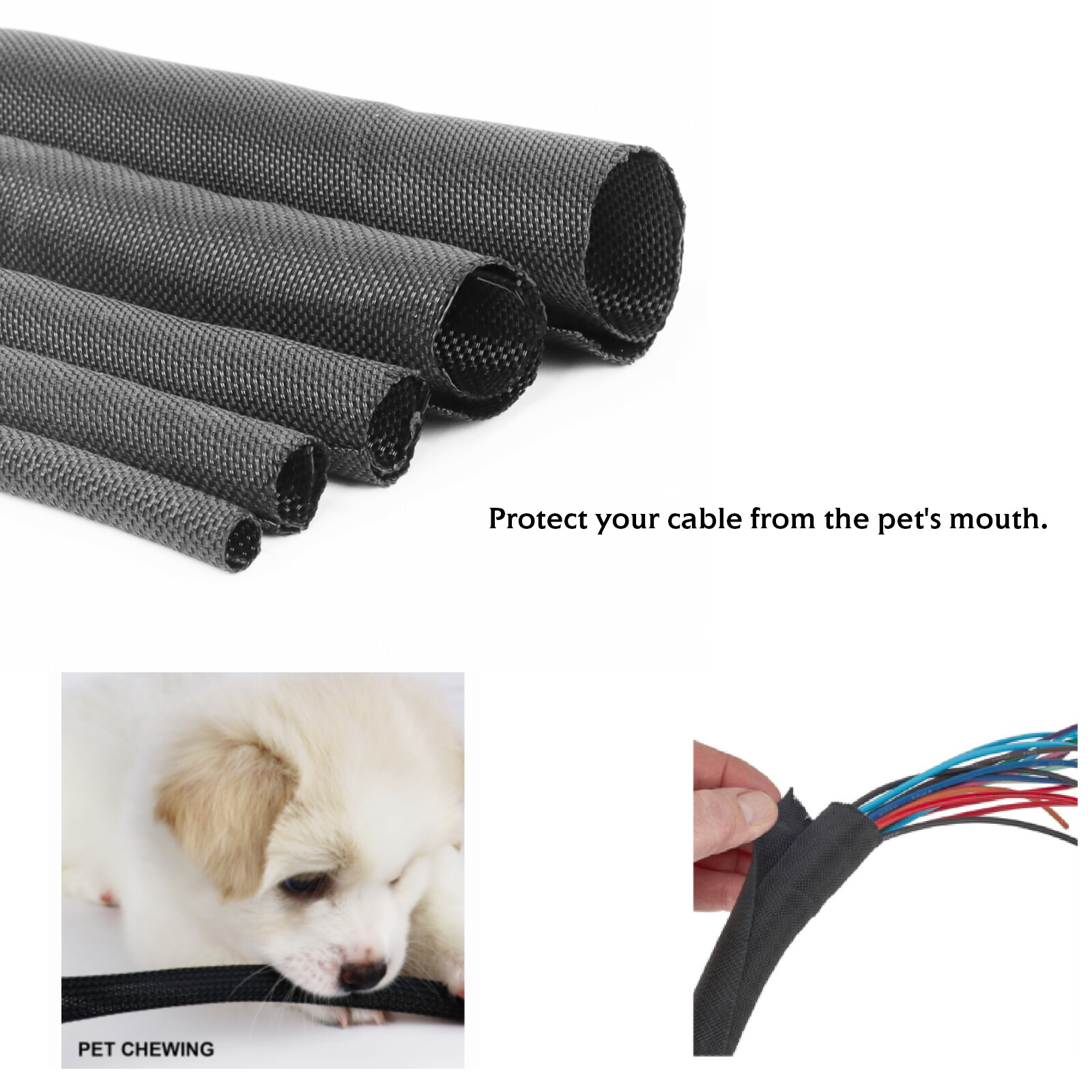 Split Wire Loom Tubing Sleeve Braided Mesh Wiring Harness Wrap Cable Sheath Lot