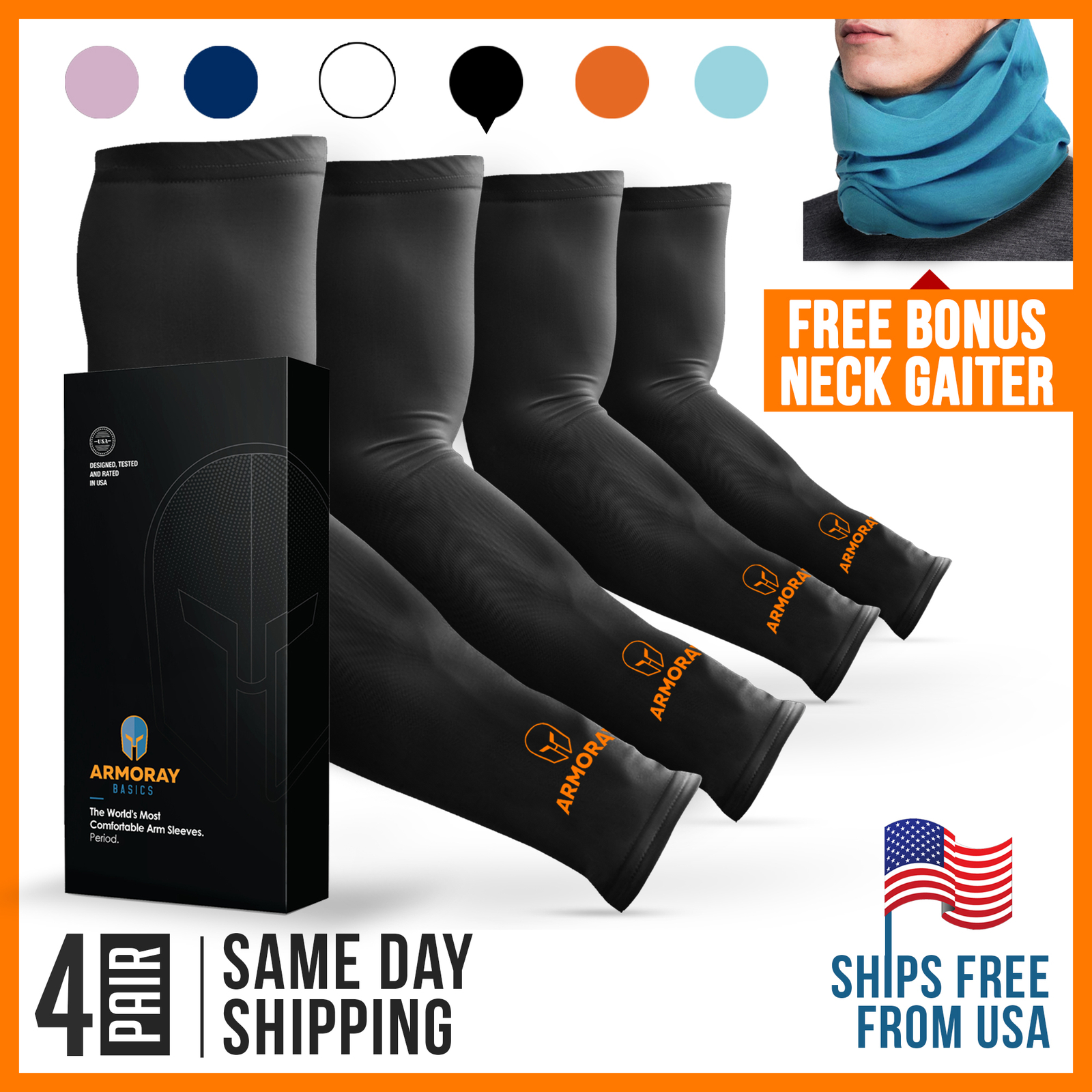 Basketball Arm Sleeves BLACK for Men Women Compression Sleeve Multi Color