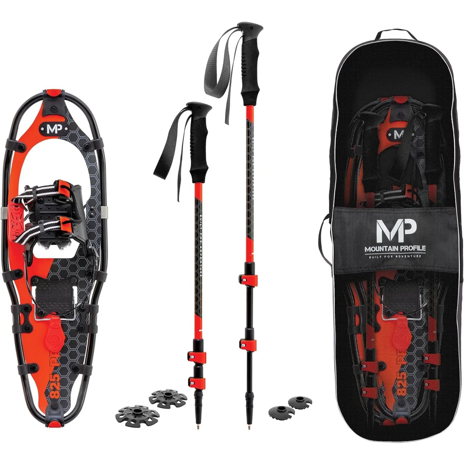 YUKON CHARLIE 80-9071K 8X25 SNOWSHOE KIT MOUNTAIN PRO II SERIES WITH POLES NEW