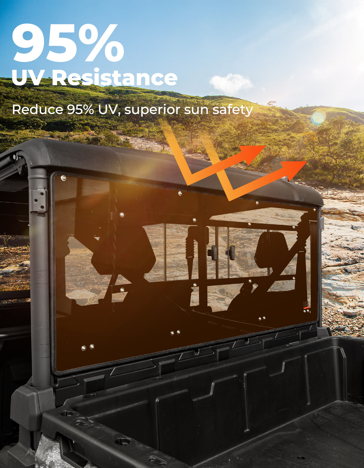 UTV Rear Windshield w/ Sliding Window for 2019-2024 CFMOTO UFORCE 1000/1000 XL