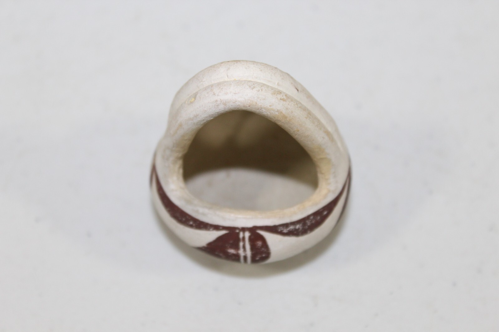 Vintage Acoma Pottery Small Basket Bowl 2.5" Tall Unsigned White & Brown