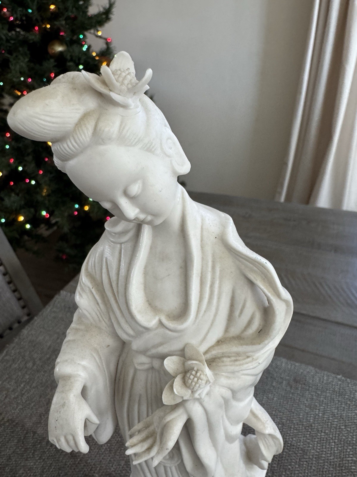 14” Porcelain Guanyin Figure Statue Marked Japan