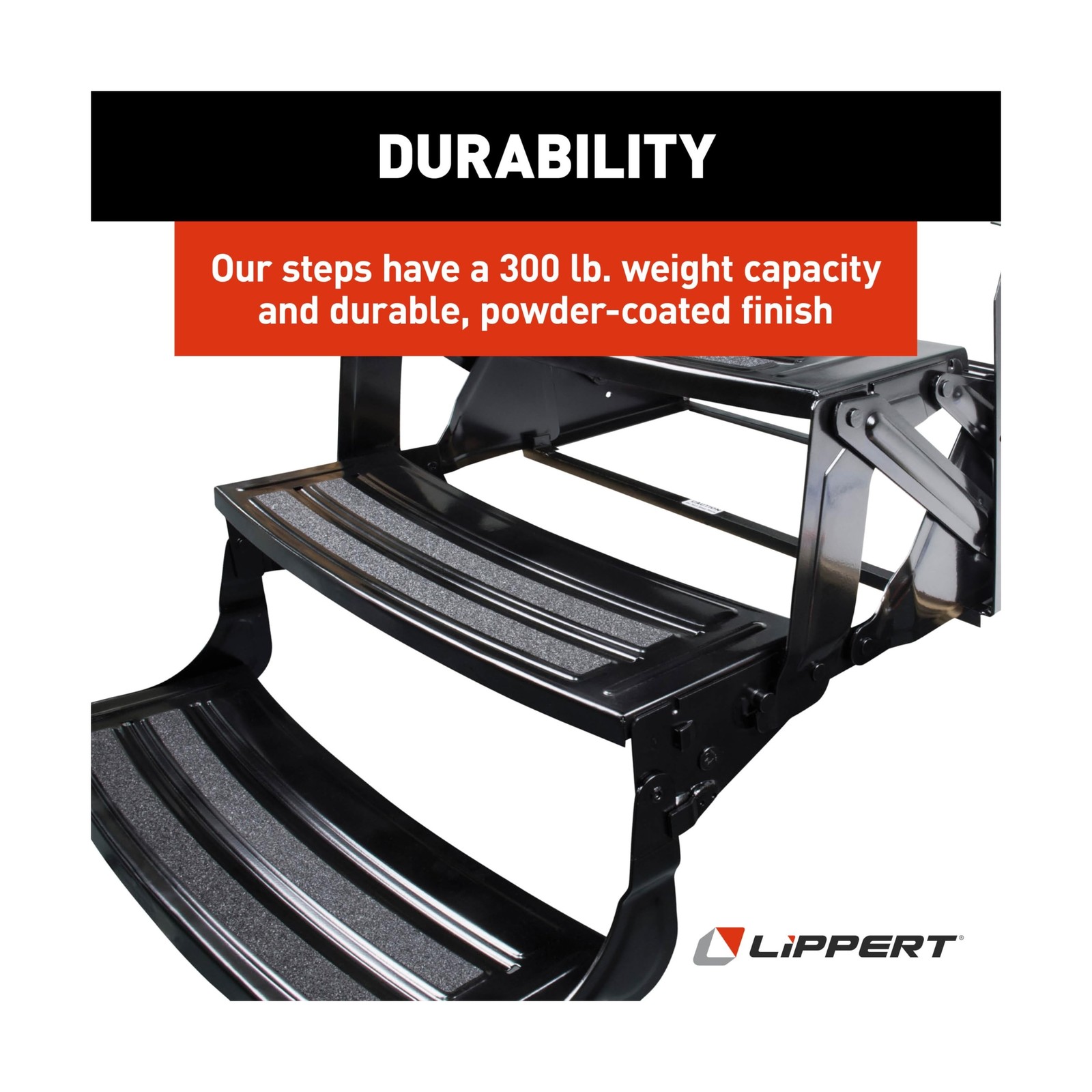 Lippert 24" Radius Triple Manual RV Steps, 9" Rise for 5th Wheel RVs, Travel ...