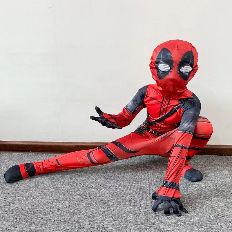 Deadpool Costume Cosplay Halloween Kids Bodysuit Boys Fancy Dress Party Red 2024