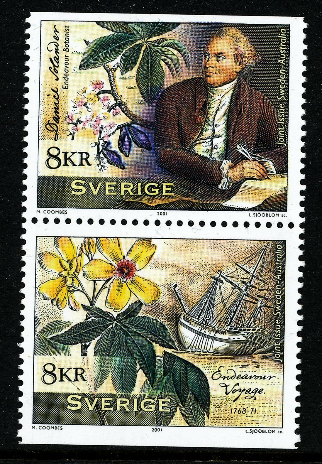 Sweden 2001 Daniel Solander. Joint issue with Australia. Engraver Slania. MNH