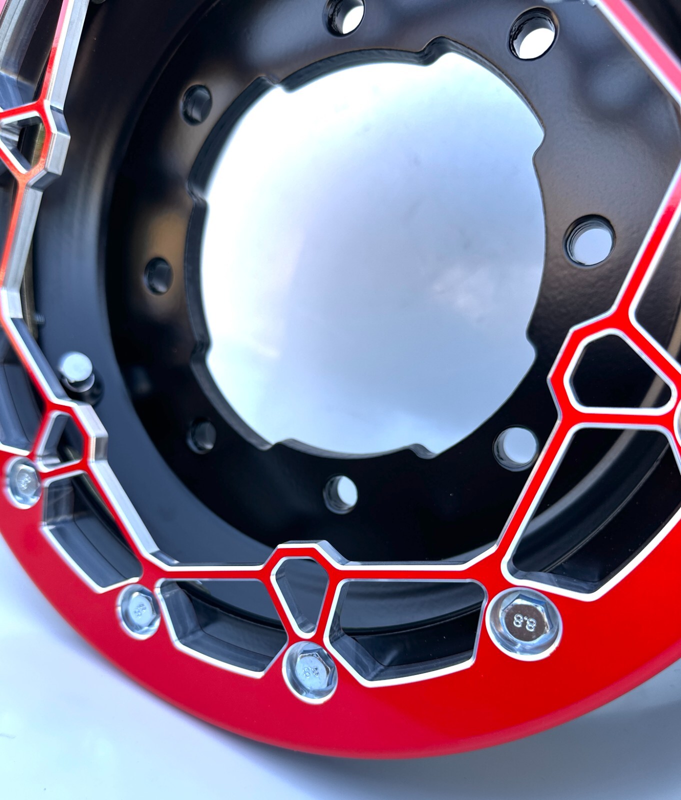 Alba Racing Billet Crusher 10" Atv Beadlock Rings fit DWT & Goldspeed Red