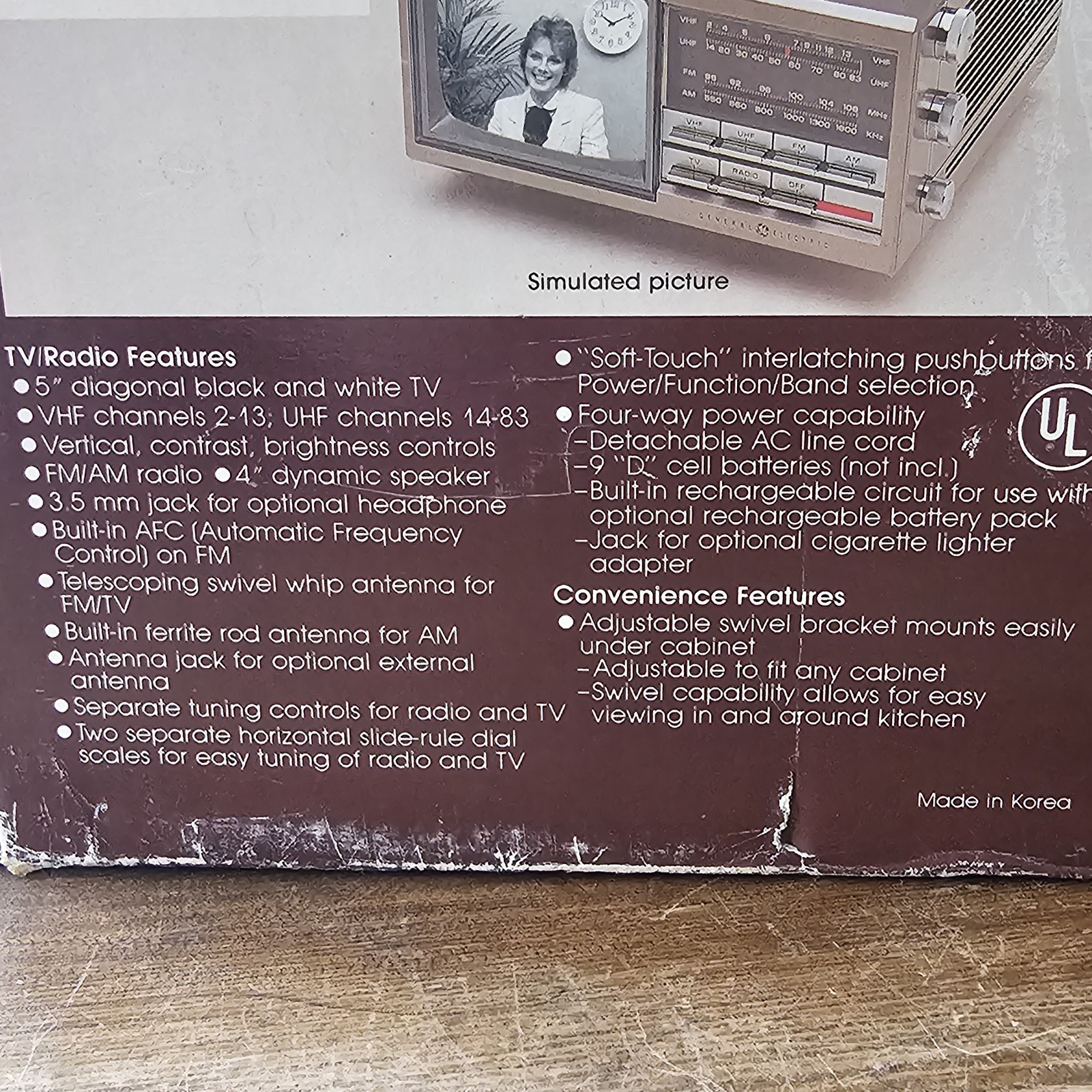 Spacemaker Kitchen Companion GE TV/Radio 5” B&W FM/AM 7-7150 Original Box Clean