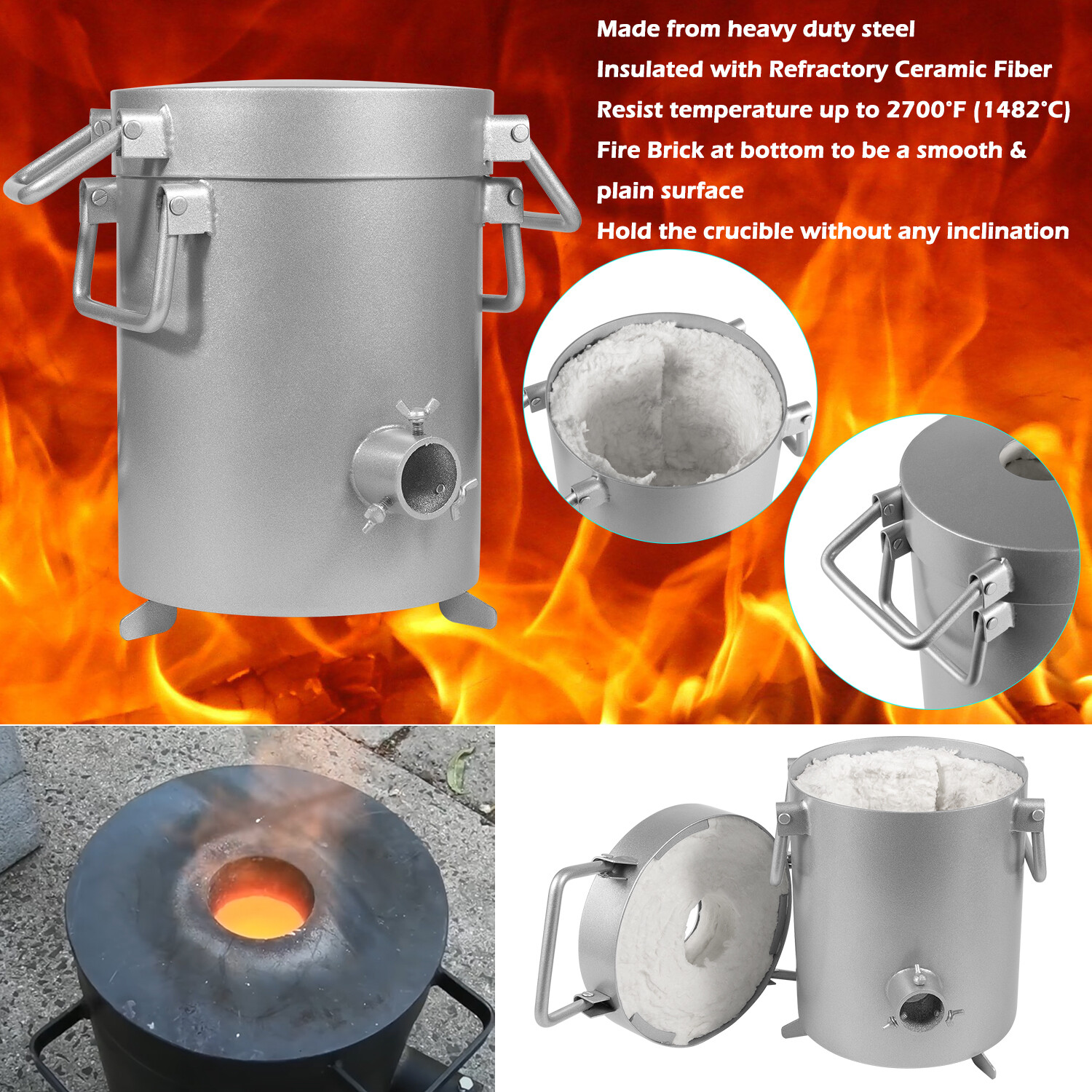 28LB/12.8KG Propane Furnace Kit Smelting Gold Silver Copper Scrap Metal Casting