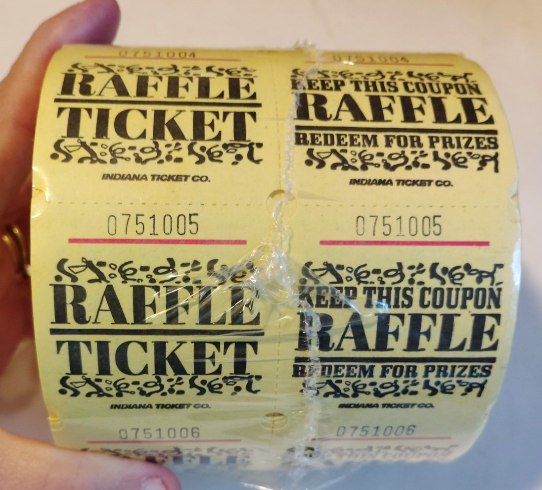 NEW Raffle Tickets Roll 1000 Marquee Double Stub Redeem Prize Type Yellow