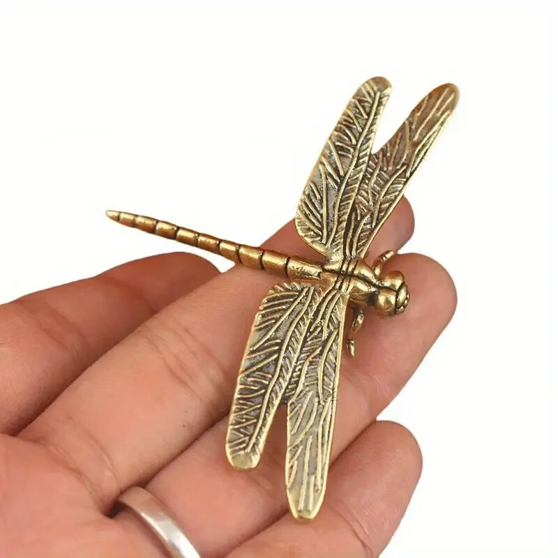 Vintage Brass Dragonfly Figurine Antique Design Style Home & Office Desk Decor
