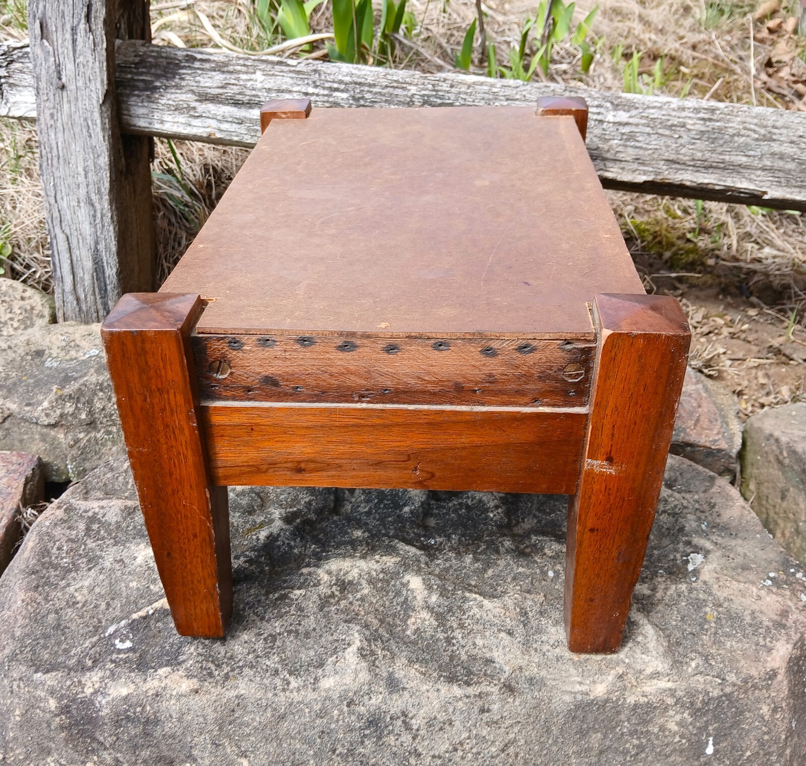 Antique Walnut Mission Style Arts & Crafts Style Foot Stool 1920
