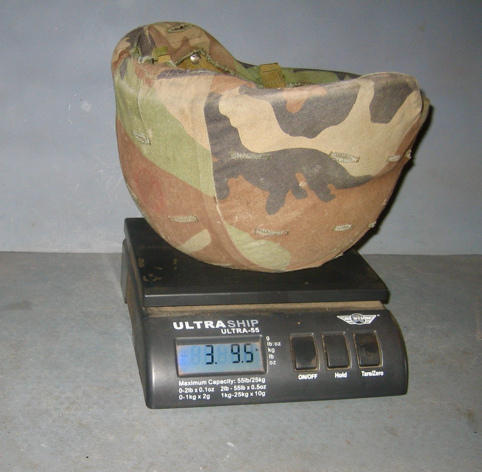 U.S. Military Combat Helmet made with Kevlar + Camo Cover, Chin Strap, & Webbing